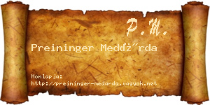 Preininger Medárda névjegykártya